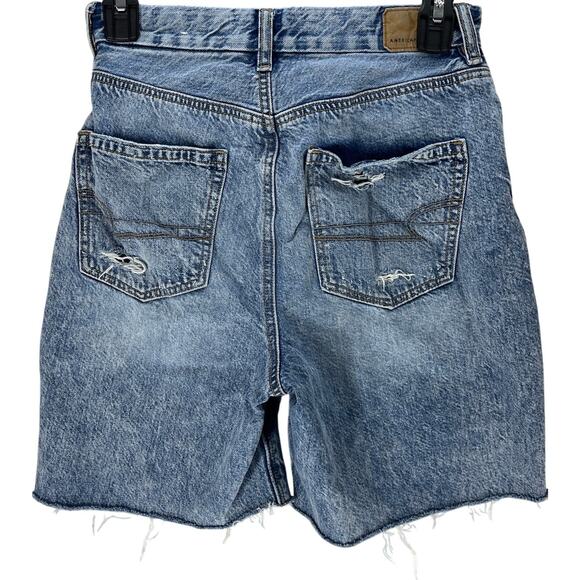 American Eagle Shorts Women Size 2 Medium Wash Curvy Mom Style DIY Cutoffs Jorts - Picture 2 of 10